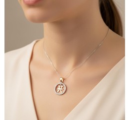 Подвес серебряный с золотом знак зодиака Рыбы (054п рыбы)