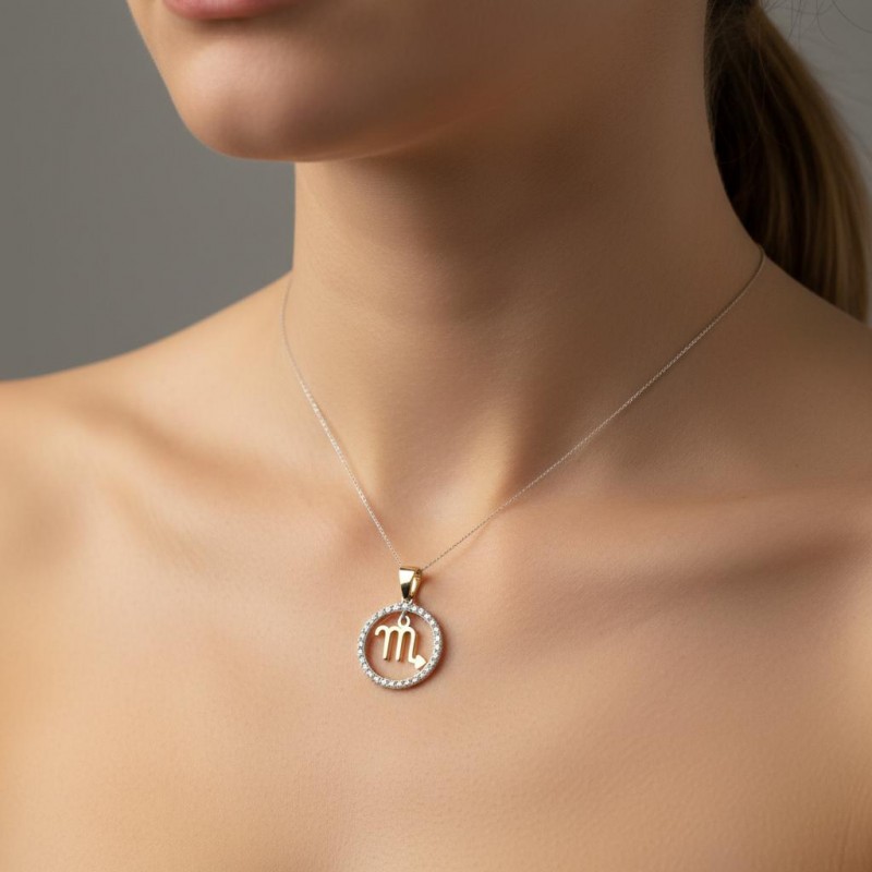 Подвес серебряный с золотом знак зодиака Скорпион (054п скорпион)