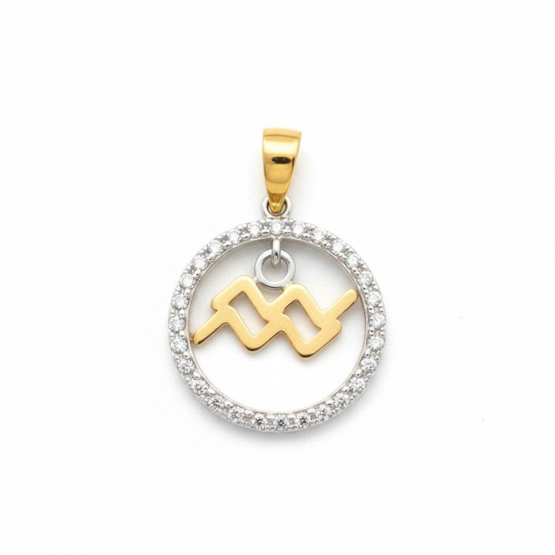 Подвес серебряный с золотом знак зодиака Водолей (054п водолей)