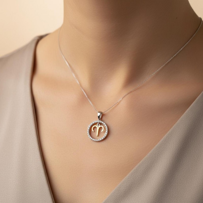 Подвес серебряный с золотом знак зодиака Овен (054п овен)