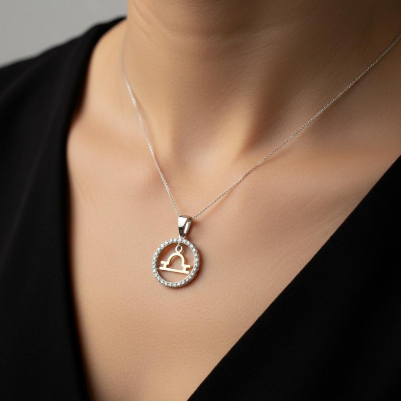 Подвес серебряный с золотом знак зодиака Весы (054п весы)