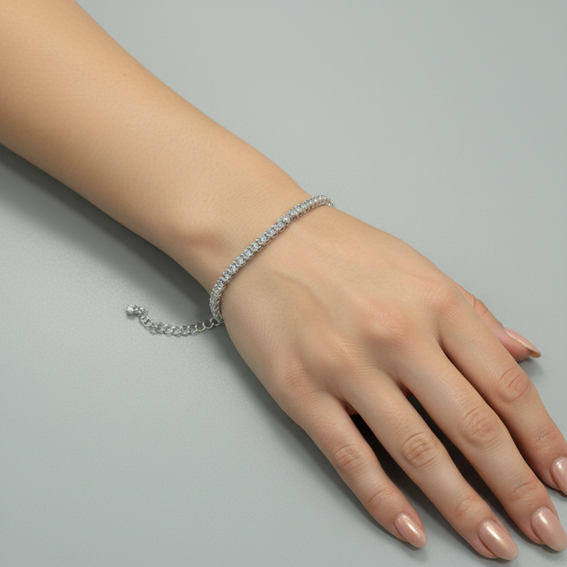 Браслет серебряный с цирконием Арабка (1703лкбб)