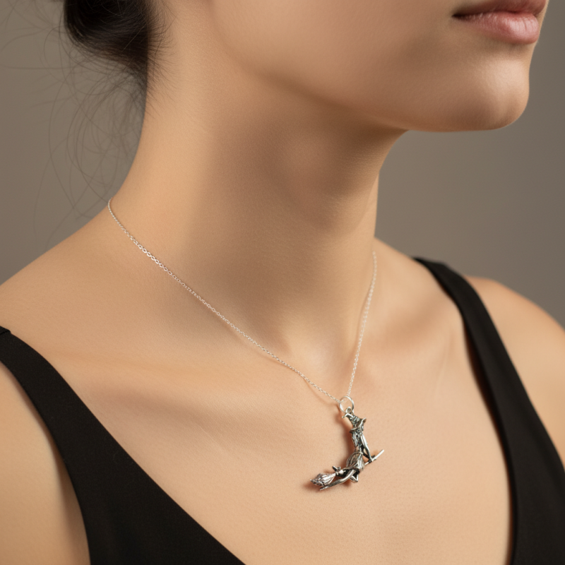 Подвес серебряный Ведьма на метле (А245п)