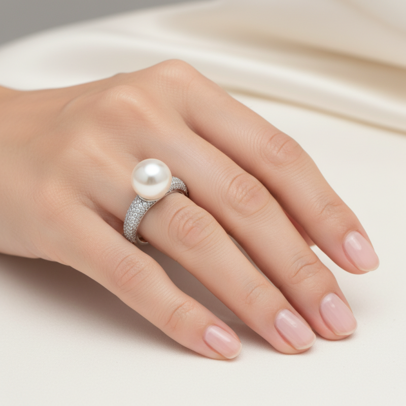 Кольцо серебряное с жемчугом (812к)