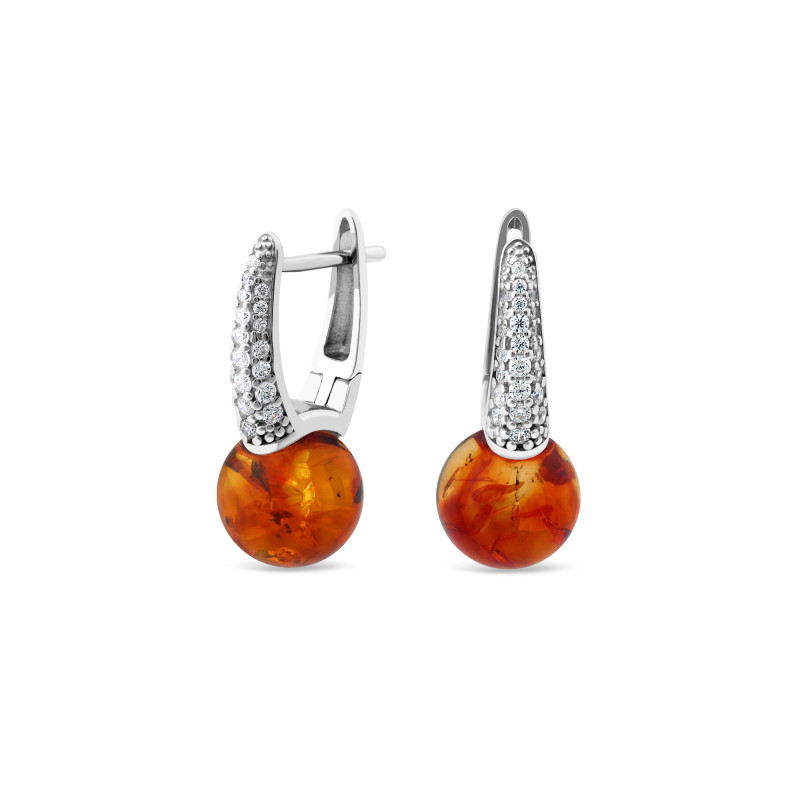 Серьги серебряные с янтарём (812ся)