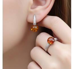 Серьги серебряные с янтарём (812ся)