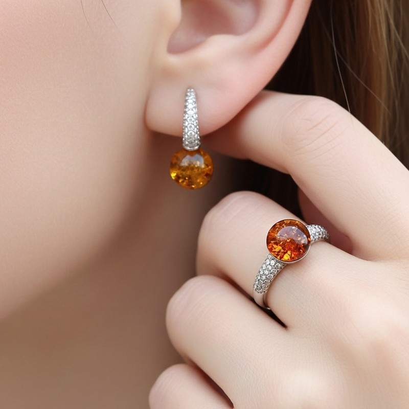 Серьги серебряные с янтарём (812ся)