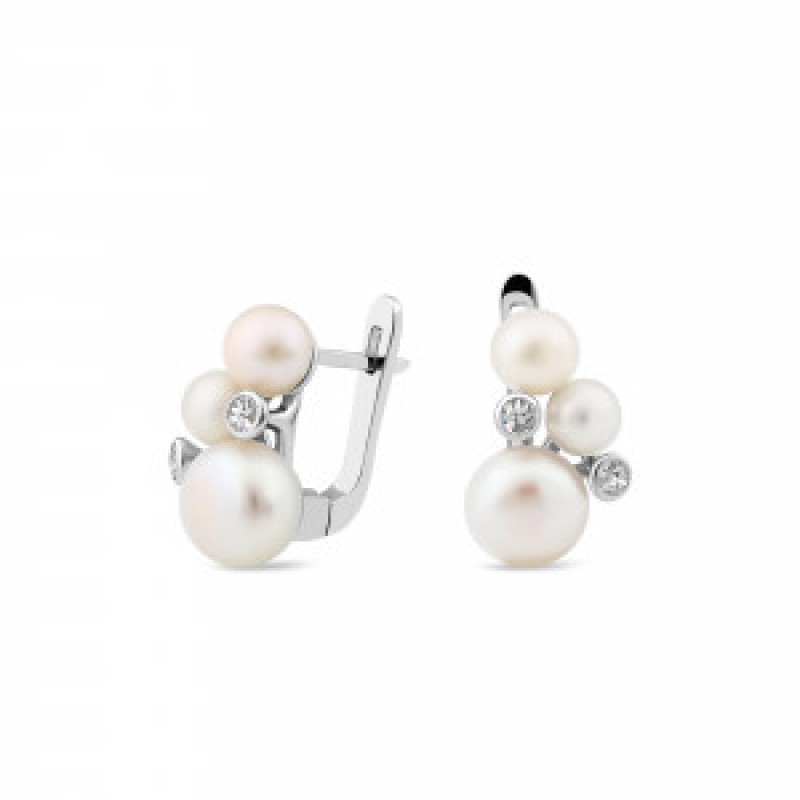 Серьги серебряные с жемчугом (917сж)