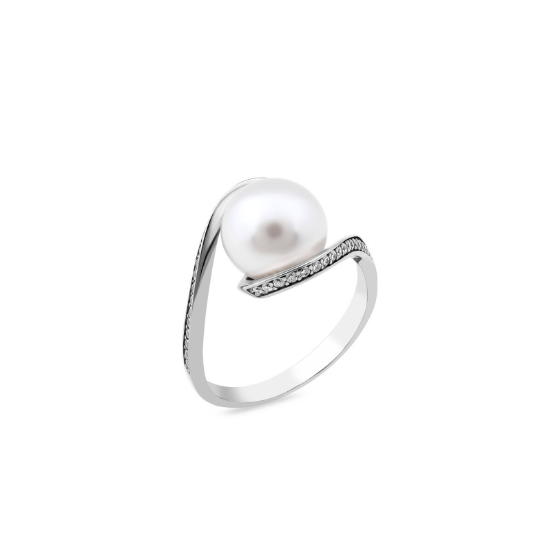 Кольцо серебряное с жемчугом (1076к)