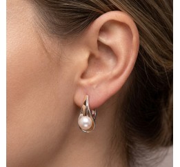 Серьги серебряные с золотом и жемчугом (109с)