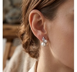 Серьги серебряные с золотом и жемчугом (881сж)