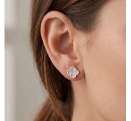 Серьги пусеты-гвоздики серебряные с золотом (958с)