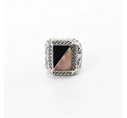 Печатка серебряная с золотом и ониксом (478з)