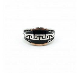 Печатка серебряная с золотом и ониксом (877з)