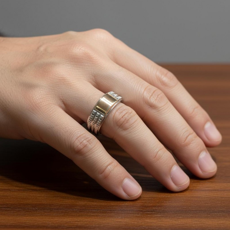 Печатка серебряная с золотом (487з)