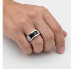 Печатка серебряная с золотом и ониксом (743з)