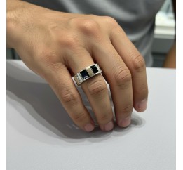 Печатка серебряная с золотом и ониксом (593з)