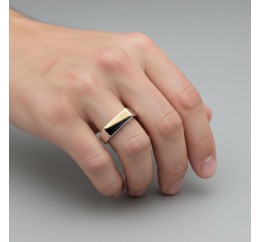 Печатка серебряная с золотом и ониксом (369з)