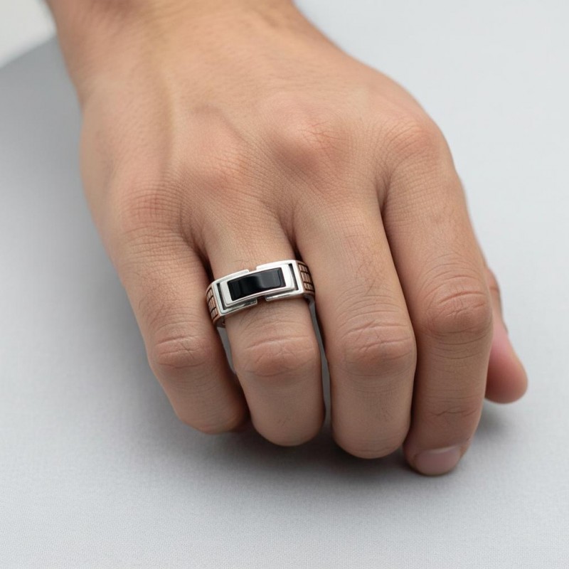 Печатка мужская серебряная с ониксом (644)