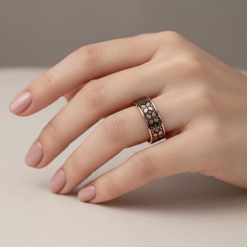 Кольцо обручальное позолоченное Вышиванка (6020/1п)