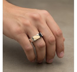 Печатка серебряная с золотом и ониксом (371з)