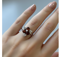 Кольцо серебряное с янтарем (888кя)