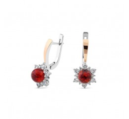 Серьги серебряные с золотом и янтарём (933ся)