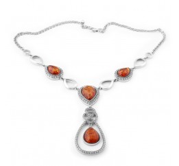 Колье серебряное с янтарем (810)
