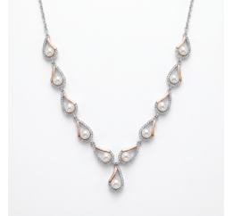 Колье серебряное с золотом и жемчугом (163к)