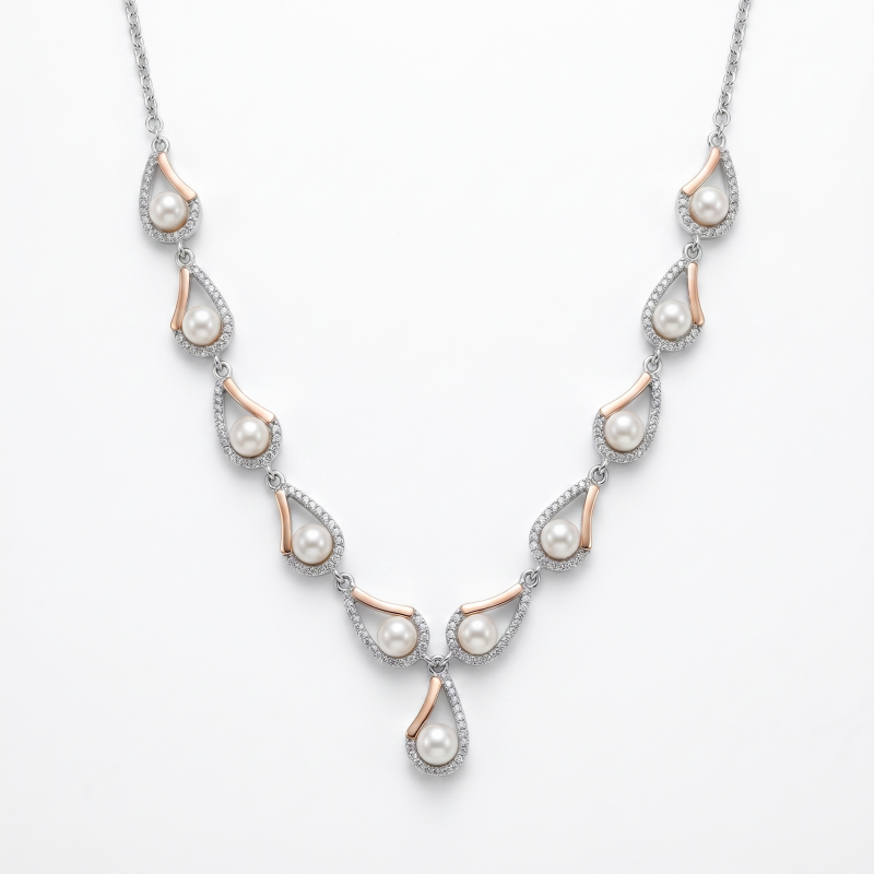 Колье серебряное с золотом и жемчугом (163к)