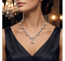 Колье серебряное с золотом и жемчугом (163к)