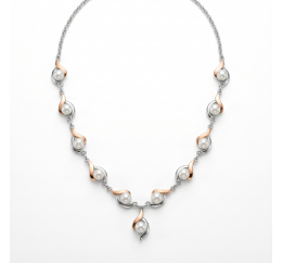 Колье серебряное с золотом и жемчугом (019)