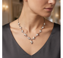 Колье серебряное с золотом и жемчугом (019)