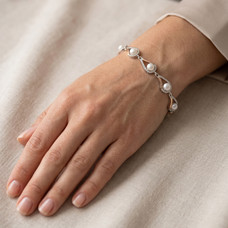 Браслет серебряный с жемчугом (163бр)