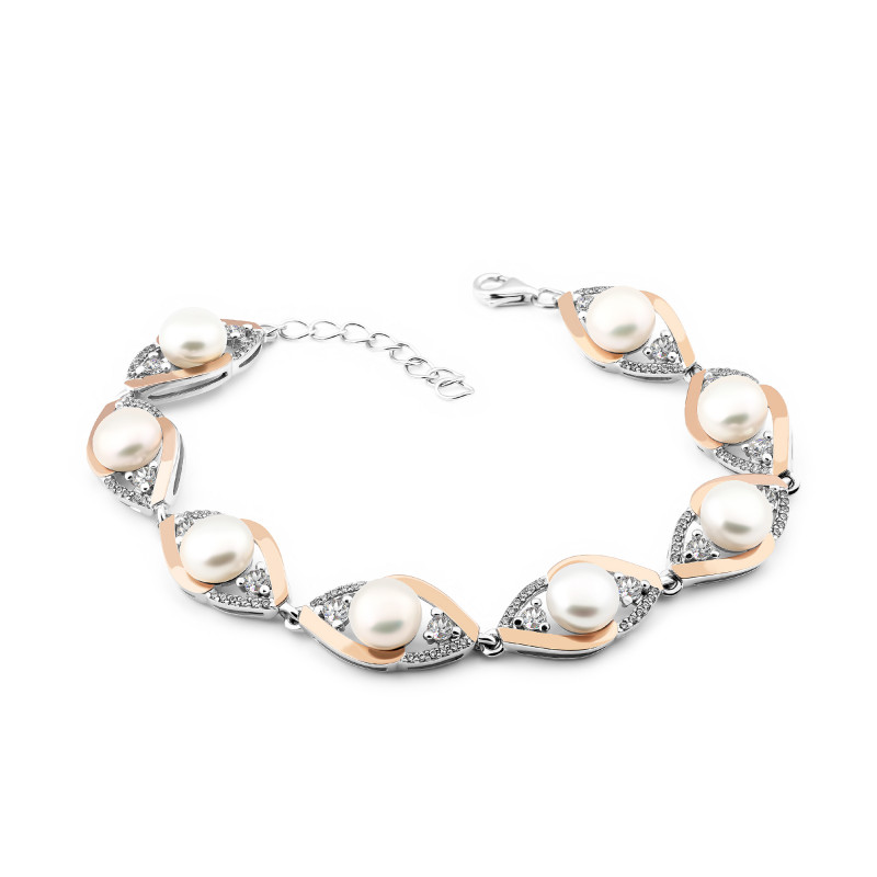 Браслет серебряный с жемчугом (785)