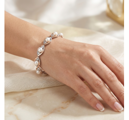 Браслет серебряный с жемчугом (785)