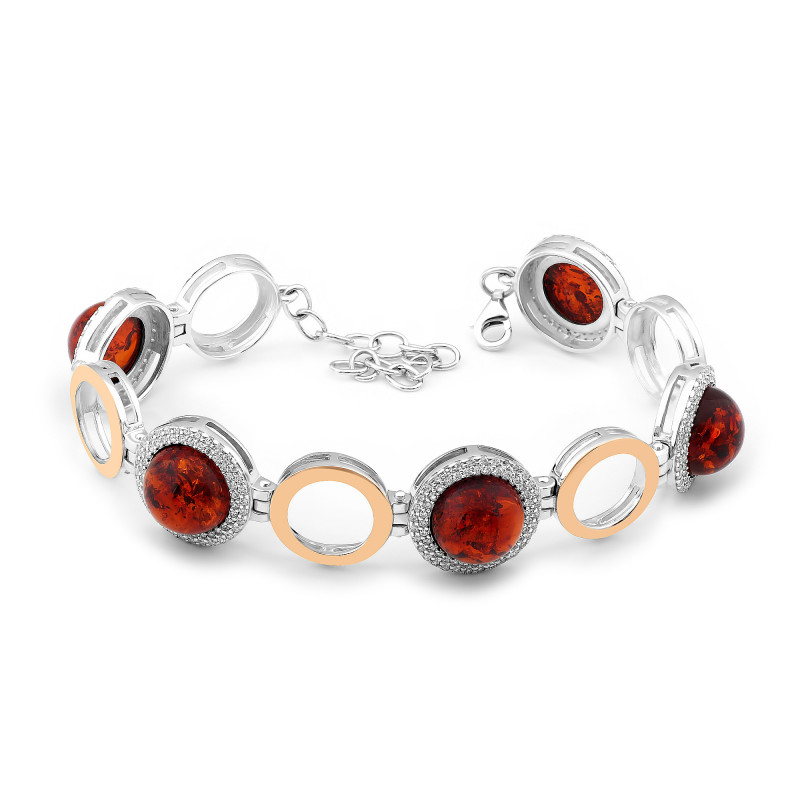 Браслет серебряный с янтарем (540бр)