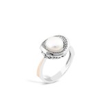 Кольцо серебряное с золотом и жемчугом (786кж)