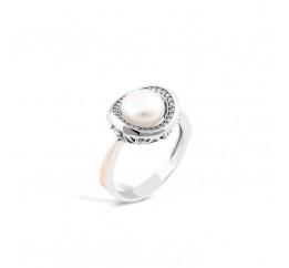 Кольцо серебряное с золотом и жемчугом (786кж)