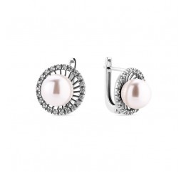 Серьги серебряные с жемчугом (1684сж)