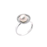Кольцо серебряное с жемчугом (1684кж)