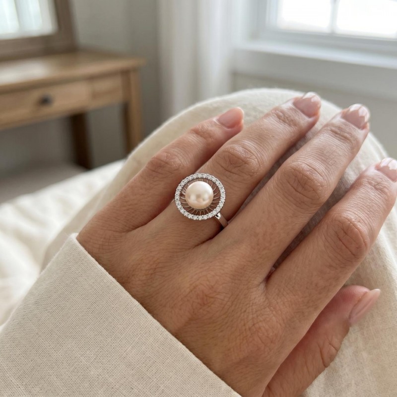 Кольцо серебряное с жемчугом (1684кж)