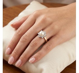 Кольцо серебряное с золотом и жемчугом (933кж)