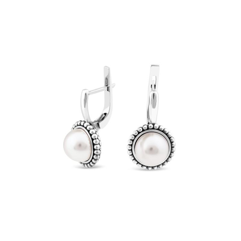 Серьги серебряные с жемчугом (637сж)