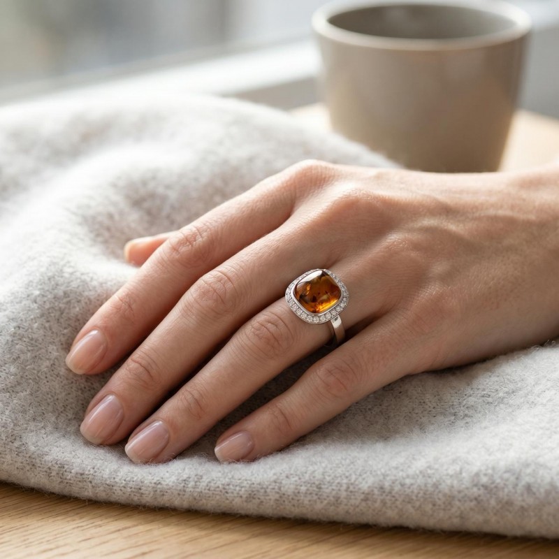 Кольцо серебряное с янтарем (828кя)