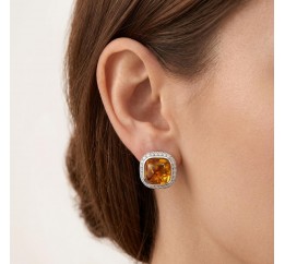 Серьги серебряные с янтарём (828ся)