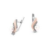 Серьги серебряные с золотом и жемчугом (712сж)