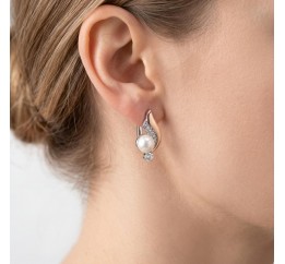 Серьги серебряные с золотом и жемчугом (712сж)