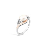 Кольцо серебряное с золотом и жемчугом (712кж)