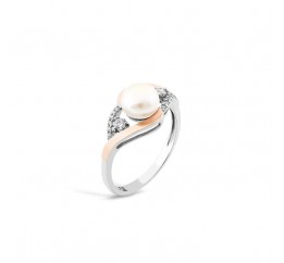 Кольцо серебряное с золотом и жемчугом (712кж)